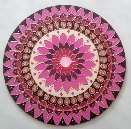 Mandala Rosa Violeta Espelho 40cm Dias das Mães