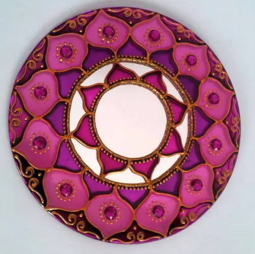 Mandala Rosa em Espelho de 15cm