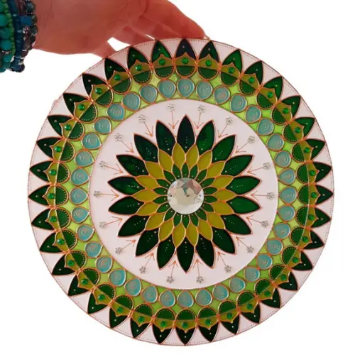 Mandala Saúde e Cura em Vidro de 25cm