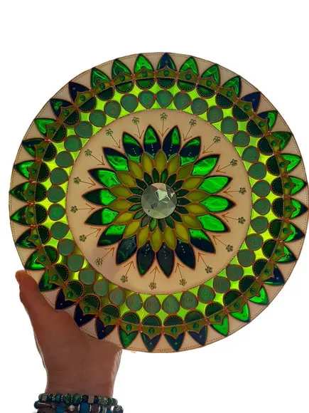Mandala Saúde e Cura em Vidro de 25cm
