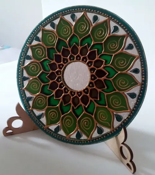 Mandala Saúde Espelho 15cm para Mesa Estante