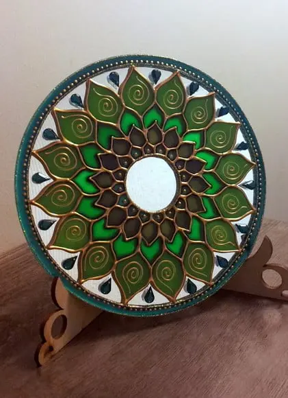 Mandala Saúde Espelho 15cm para Mesa Estante