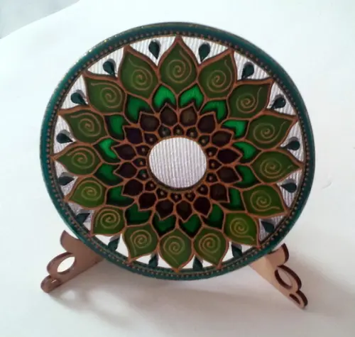 Mandala Saúde Espelho 15cm para Mesa Estante