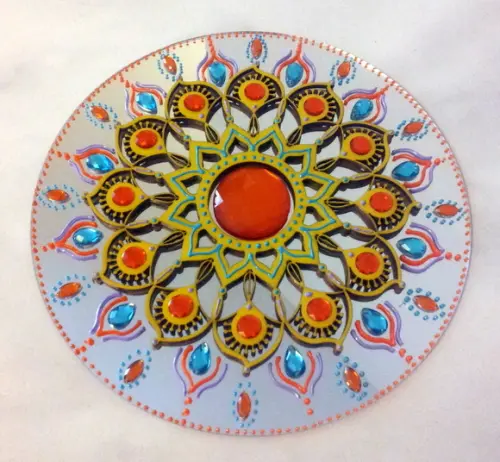 mandala Solar em espelho de 20cm