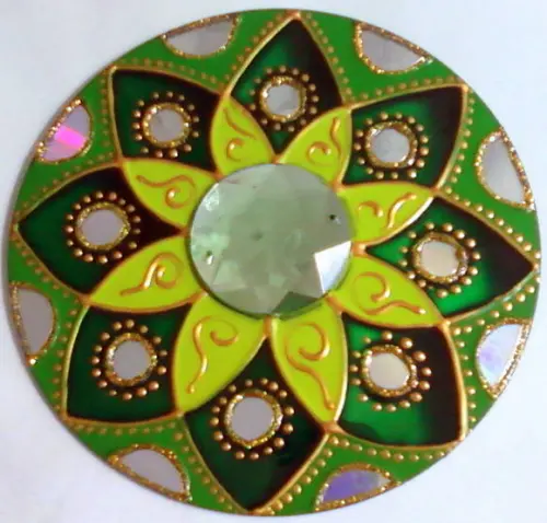 Mandala Verde em Cd Reciclado Modelo 2