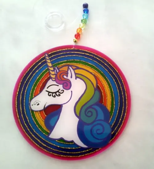 Mandala Unicórnio 15cm em Acrílico