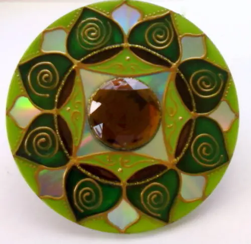 Mandala Verde em Cd Reciclado Modelo 1