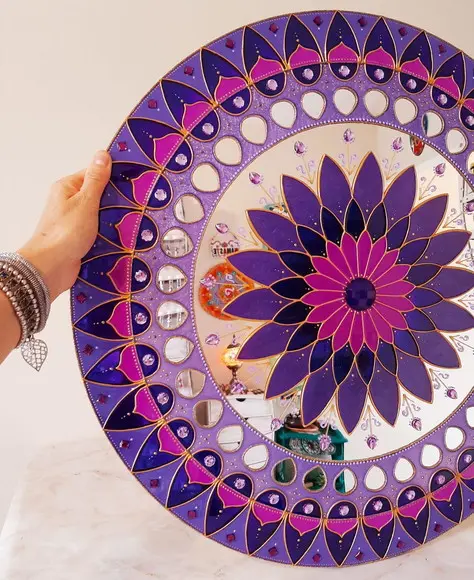 Mandala Violeta 60cm em Acrílico Espelhado
