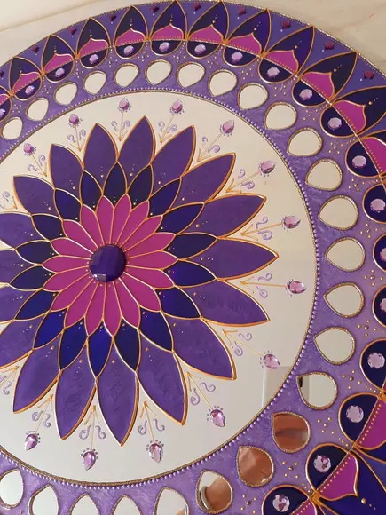Mandala Violeta 60cm em Acrílico Espelhado