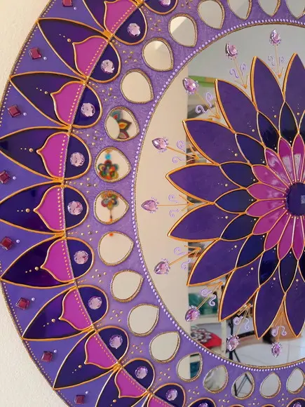 Mandala Violeta 60cm em Acrílico Espelhado