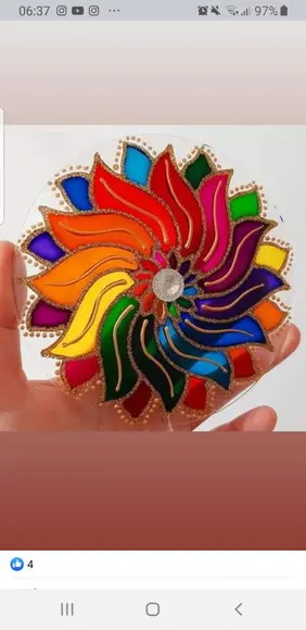 Mandala Vitral Colorida 12cm