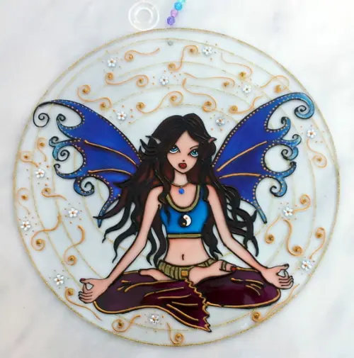 Mandala Vitral Fada Azul 30cm
