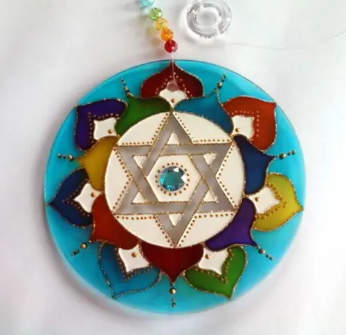 Mandala Vitral Estrela de Davi 15cm