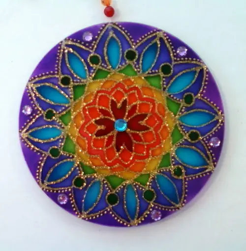 Mandalas 7 Cores Borda Violeta 15cm