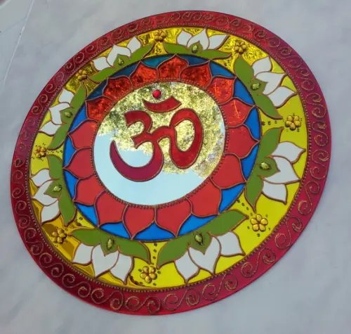 Om Flores de Lótus Espelho 40cm