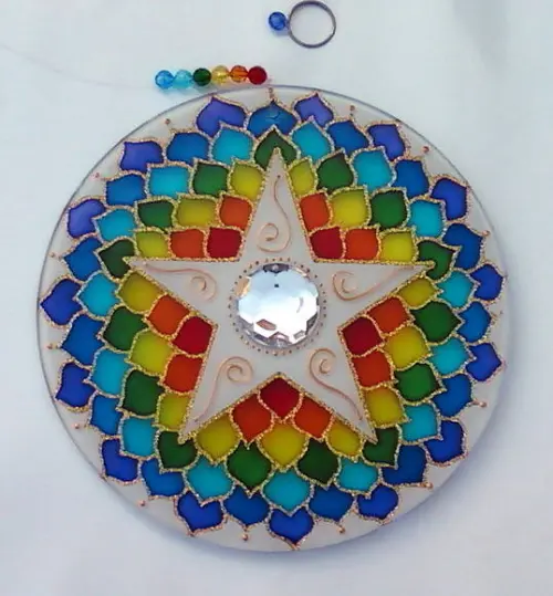Pentagrama 7 Cores em Vidro 20cm