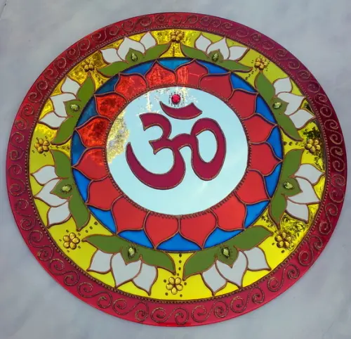 Om Flores de Lótus Espelho 40cm
