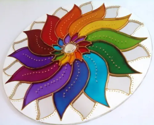 Presente Criativo Mandala Colorida em Espelho 25cm