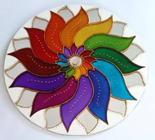Presente Criativo Mandala Colorida em Espelho 25cm