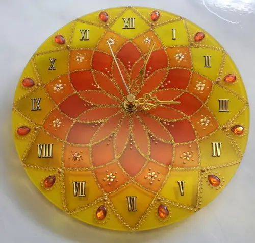 Relógio Amarelo e Laranja 25cm