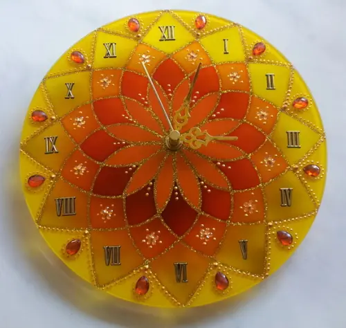 Relógio Amarelo e Laranja 25cm