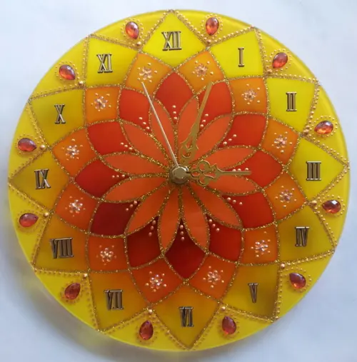 Relógio Amarelo e Laranja 30cm