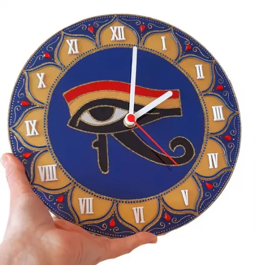 Relógio Decorativo Egito Olho de Hórus 25cm Vidro