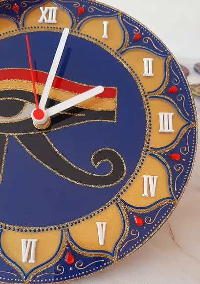 Relógio Decorativo Egito Olho de Hórus 25cm Vidro