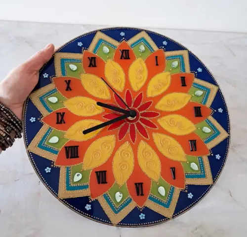 Relógio Decorativo Mandala Colorida 30cm