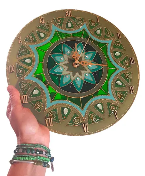 Relógio Decorativo Mandala Verde Oliva 30cm