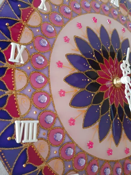 Relógio Decorativo Mandala Violeta e Rosa30cm