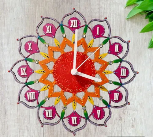 Relógio Mandala Alto Astral Colorida mdf 25cm