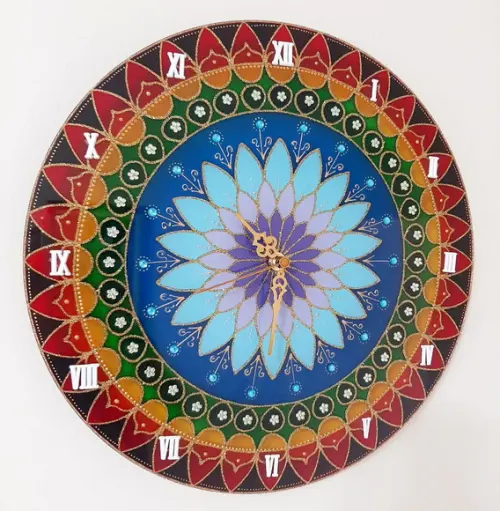 Relógio Mandala 7 Cores em Vidro de 35cm