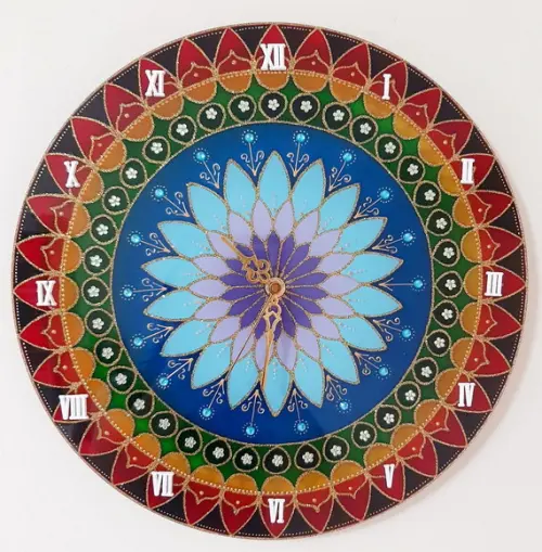 Relógio Mandala 7 Cores em Vidro de 35cm
