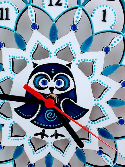 Relógio Mandala Corujinha Azul mdf 25cm