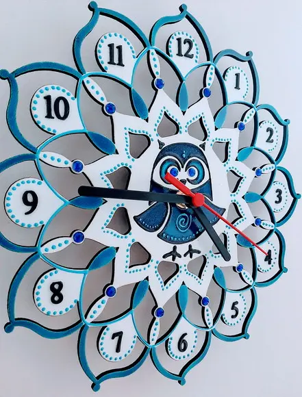 Relógio Mandala Corujinha Azul mdf 25cm