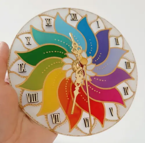 Relógio Mandala de Mesa 15cm Colorido