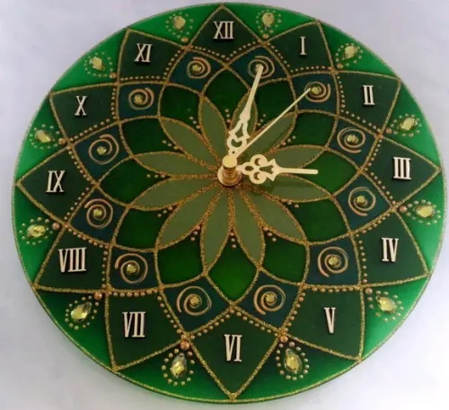 Relógio Mandala Cura Verde Escuro 25cm