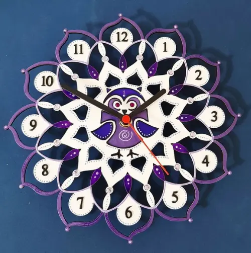 Relógio Mandala Corujinha Violeta Lilás e Rosa mdf 25cm