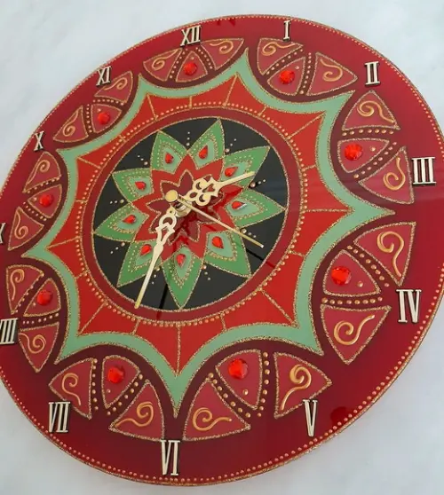 Relógio Mandala Vermelho 25cm de Parede