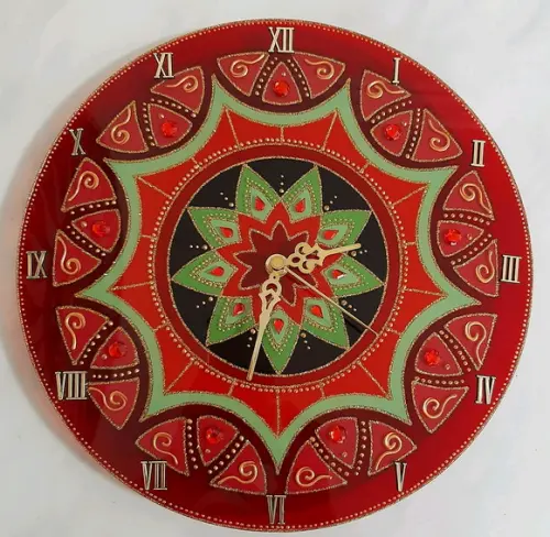 Relógio Mandala Vermelho 25cm de Parede