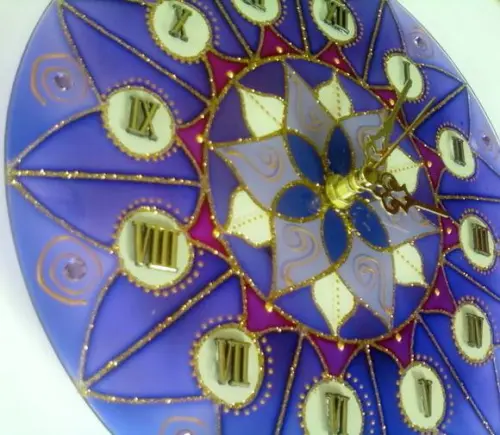 Relógio Mandala Vitral Flor Violeta 25cm