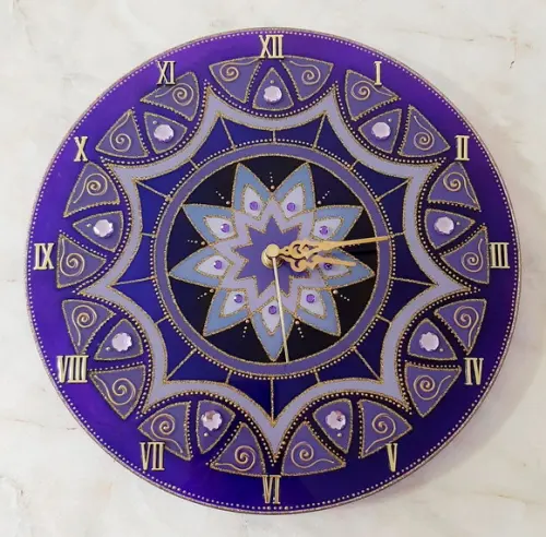 Relógio Mandala Violeta 25cm Vidro