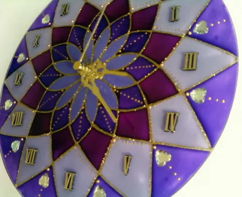 Relógio Mandala Vitral Violeta 25cm