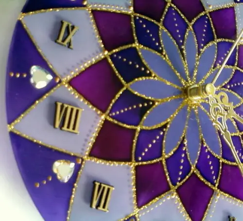 Relógio Mandala Vitral Violeta 25cm