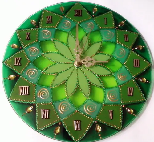 Relógio Mandala Vitral Verde 25cm