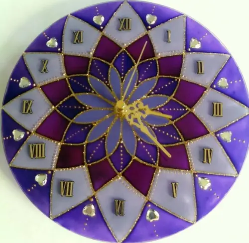 Relógio Mandala Vitral Violeta 25cm