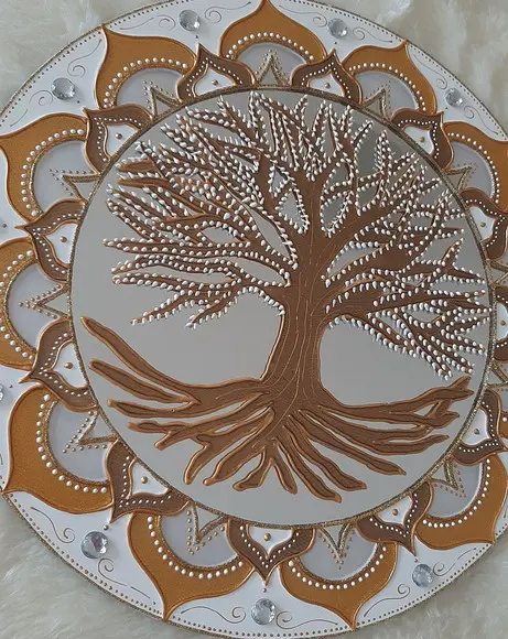 Trio de Espelhos de Parede 30cm Ouro e Branco