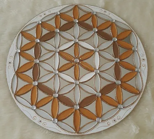 Trio de Espelhos de Parede 30cm Ouro e Branco