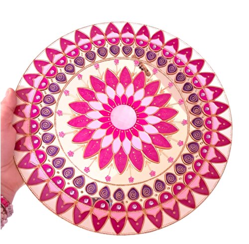 Espelho Decorativo Mandala Rosa 30cm de parede